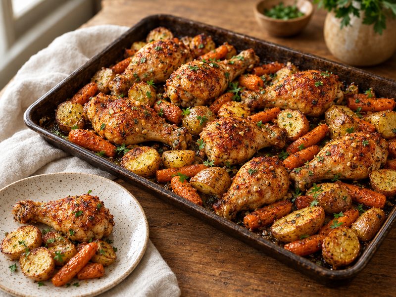 Sheet-Pan Chicken Drumsticks + Potatoes