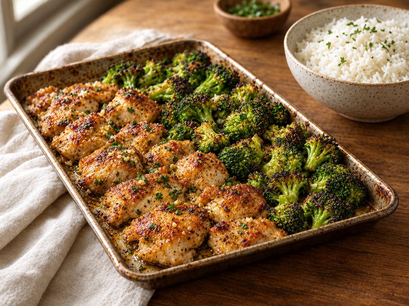 Sheet-Pan Garlic Chicken & Broccoli