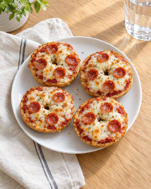 Mini Pizza Bagels, an easy after-school snack