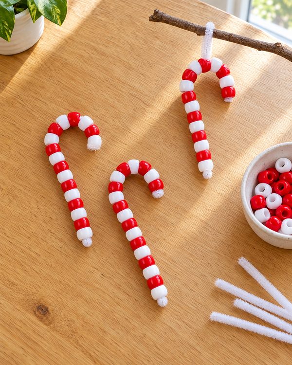 Pipe Cleaner Candy Cane: an easy Christmas craft for kids