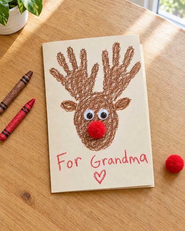 Handprint Reindeer Card: an easy Christmas craft for kids