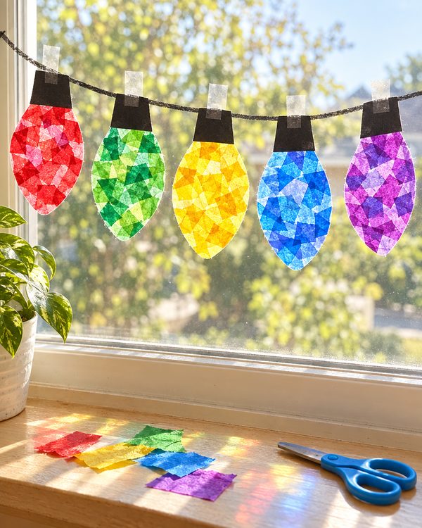 Christmas Light Suncatchers: an easy Christmas craft for kids