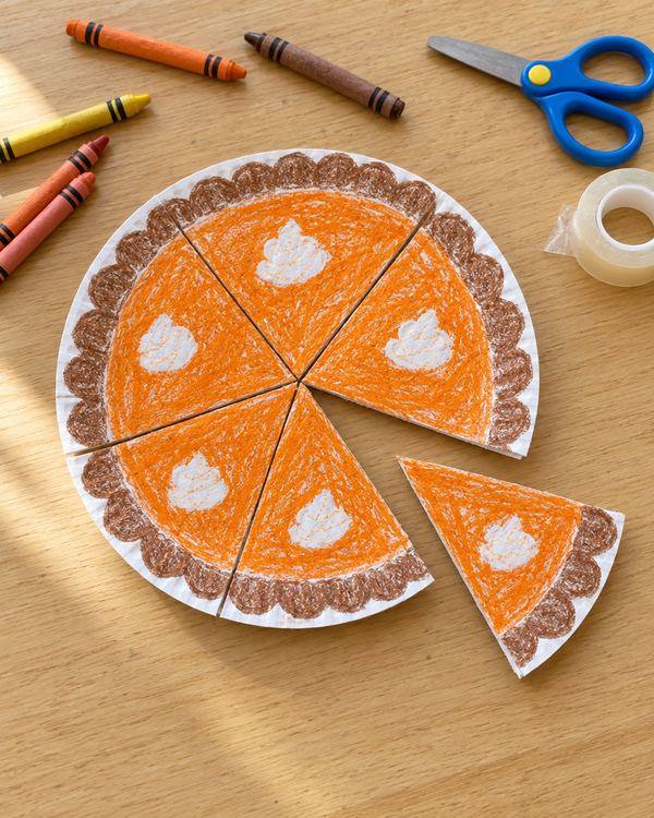 Paper Plate Pumpkin Pie: an easy Thanksgiving craft for kids