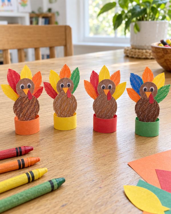 Turkey Finger Puppets: an easy Thanksgiving craft for kids