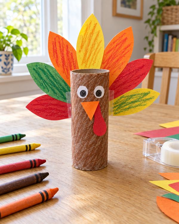 Toilet Paper Roll Turkey: an easy Thanksgiving craft for kids